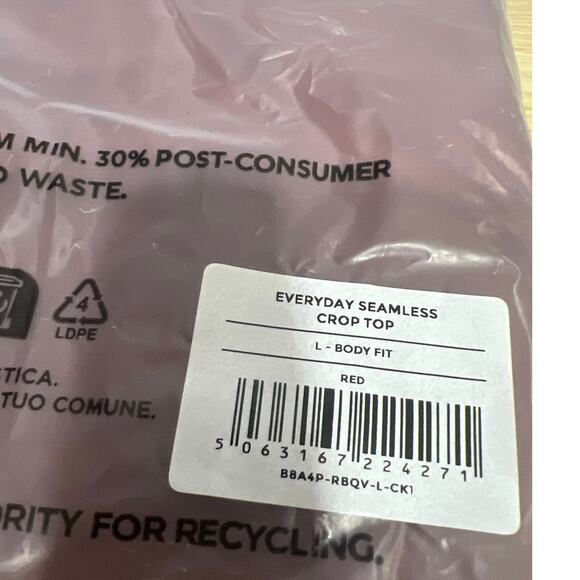 Gymshark Everyday Seamless Gym Crop Top Burgundy Brown Size Large NWT - Picture 8 of 8